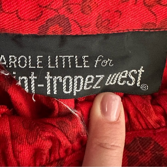 Vintage Carole Little Red Floral Skirt Saint Tropez West - Picture 8 of 8